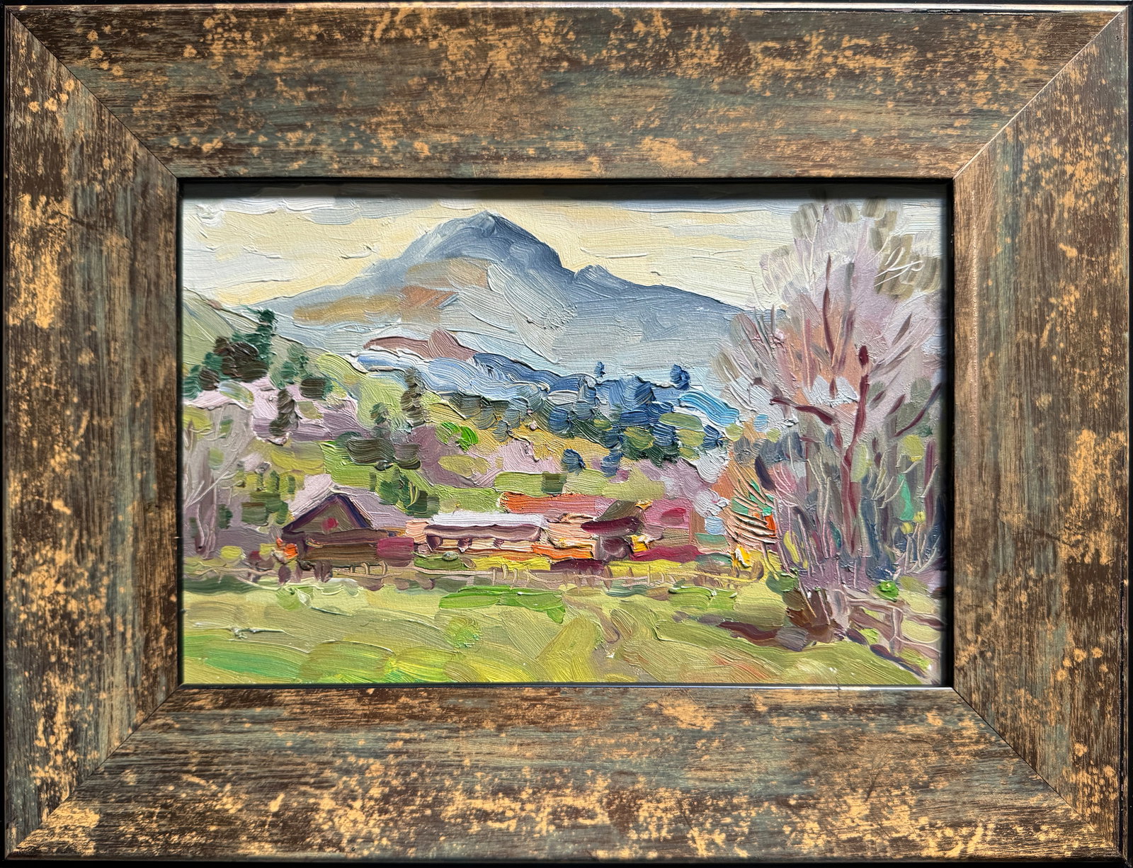 Oil painting with frame A village in the Carpathians K. Leonid: Title: Oil painting with frame A village in the Carpathians K. Leonid Description: 466KK Painter: K. Leonid S?ze: 20x30 cm/ 7.87x11.81 inches Components: oil, canvas, cardboard Original painting CONDI