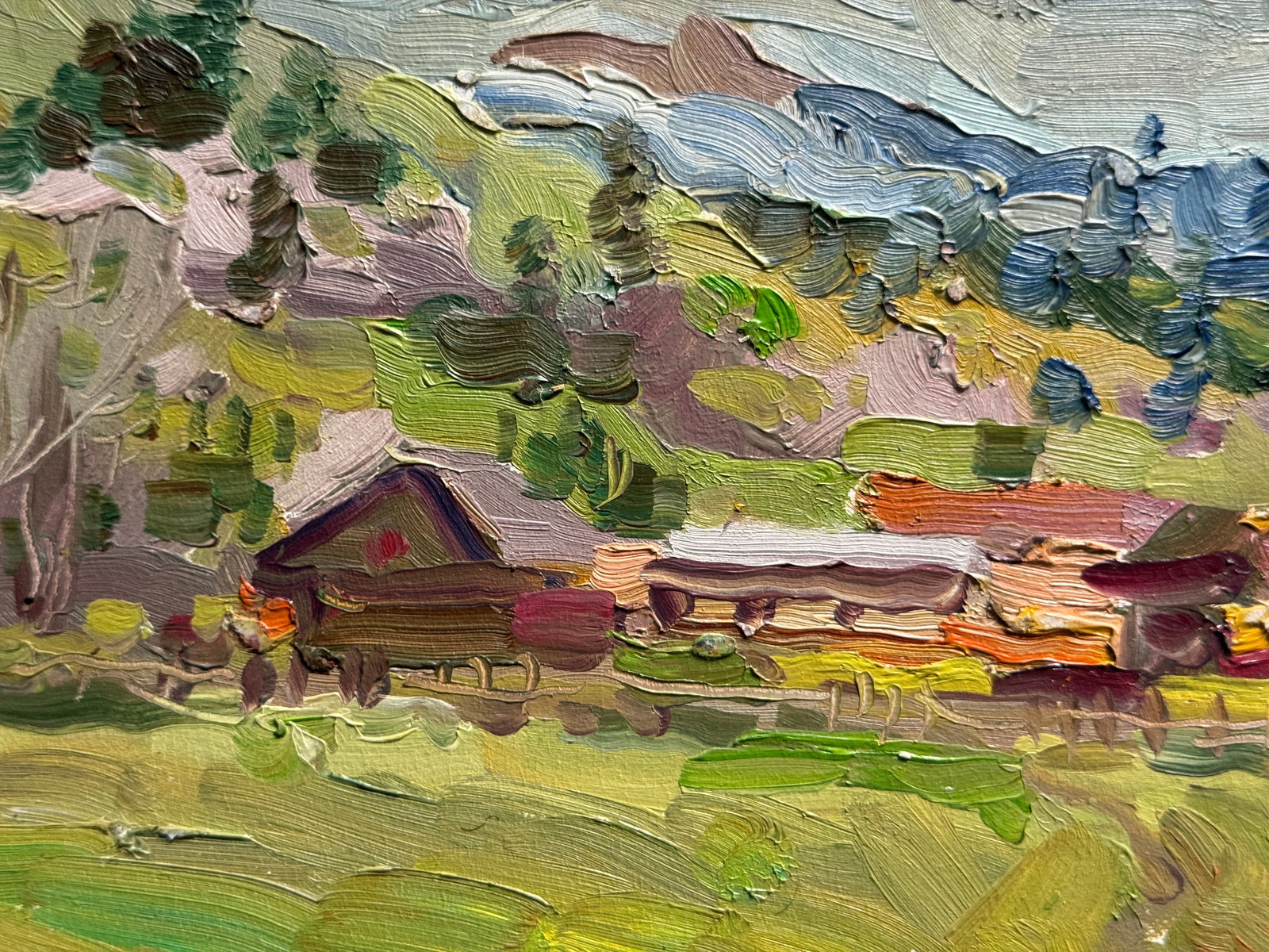 Oil painting with frame A village in the Carpathians K. Leonid - 5