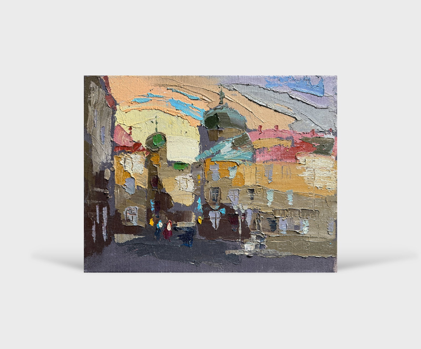 Oil painting with frame Lviv Square Market K. Leonid - 12