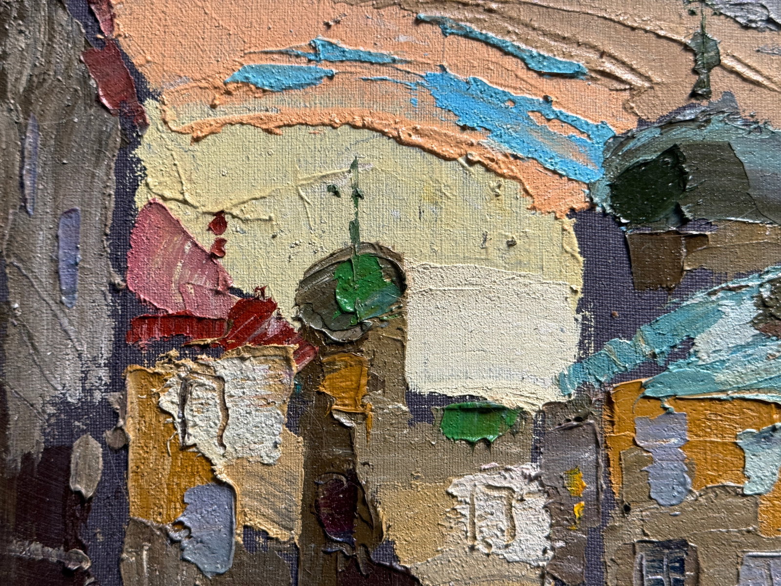 Oil painting with frame Lviv Square Market K. Leonid - 2