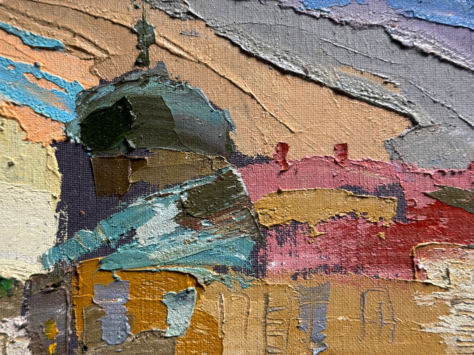 Oil painting with frame Lviv Square Market K. Leonid - 3