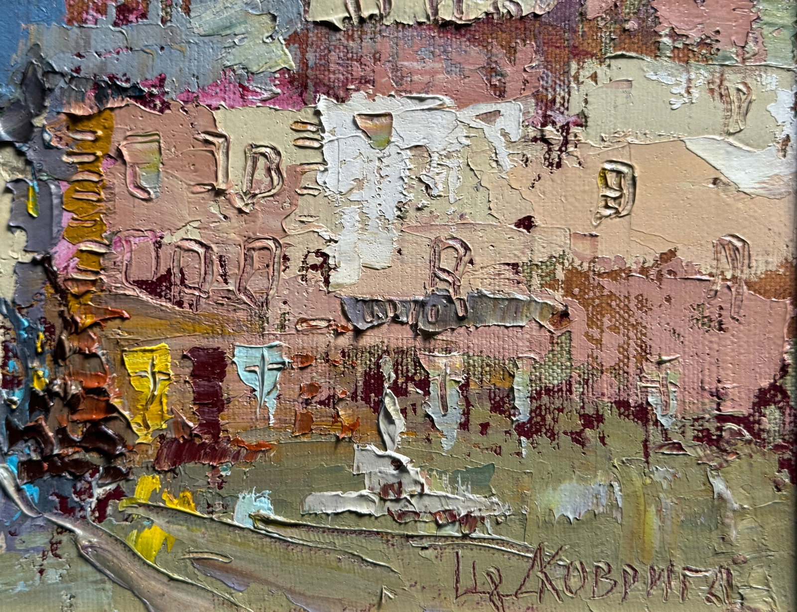 Oil painting with frame Market square in Lviv K. Leonid - 4