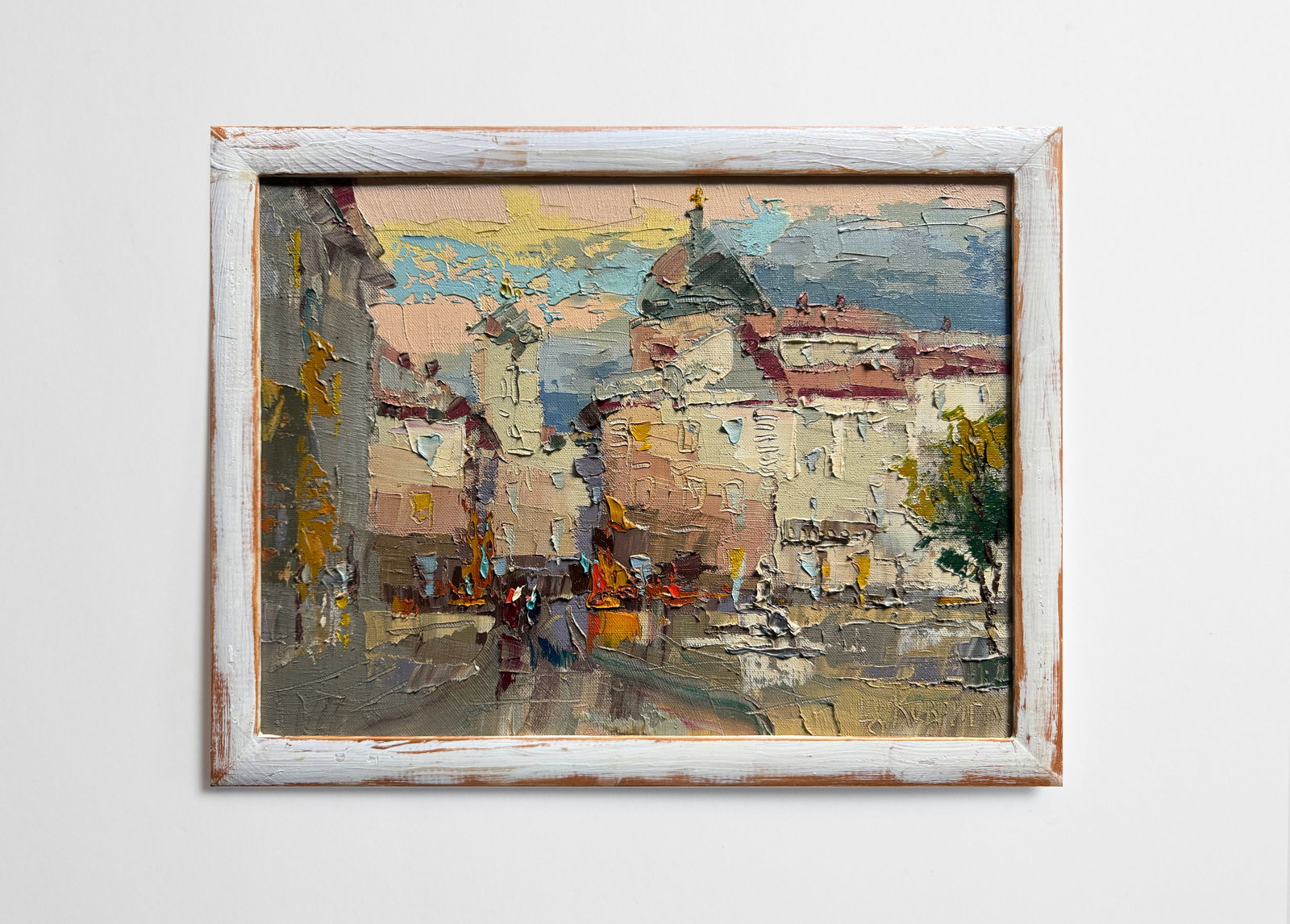 Oil painting with frame Lviv Market square K. Leonid - 2
