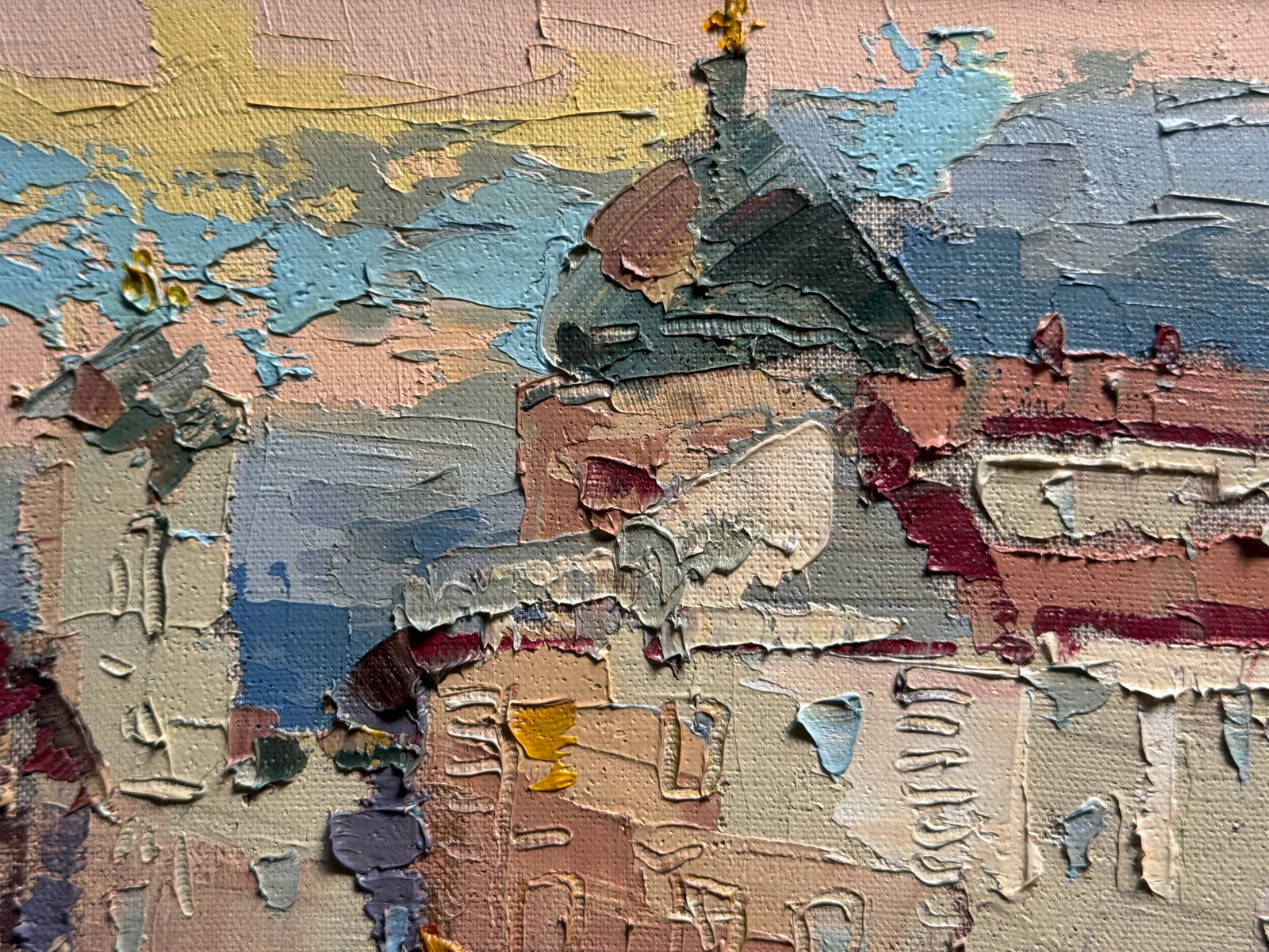 Oil painting with frame Lviv Market square K. Leonid - 4