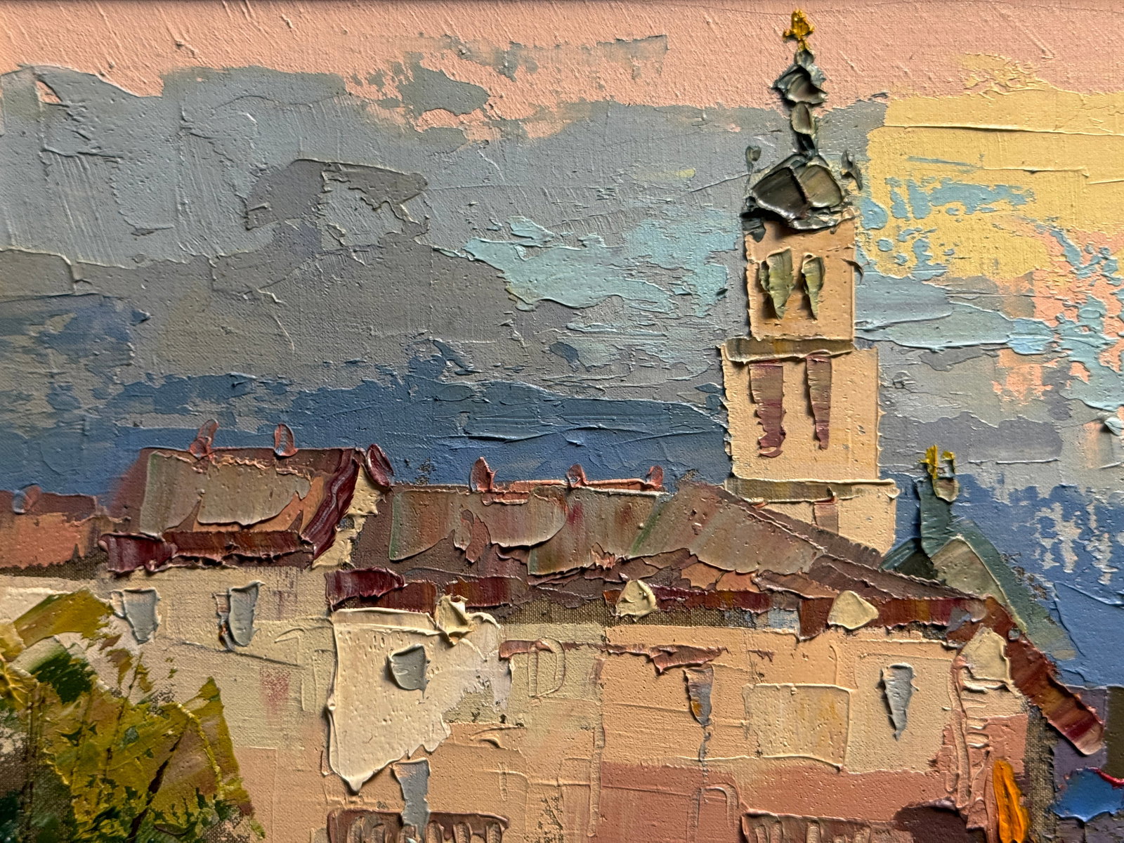 Oil painting with frame Lviv square K. Leonid - 2