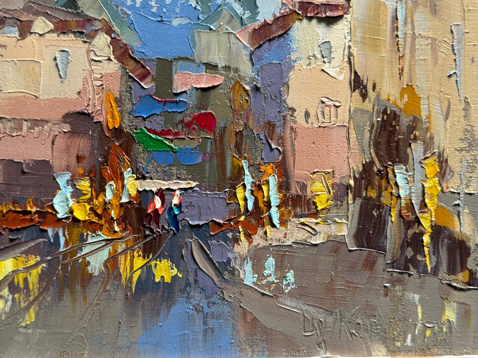 Oil painting with frame Lviv square K. Leonid - 4