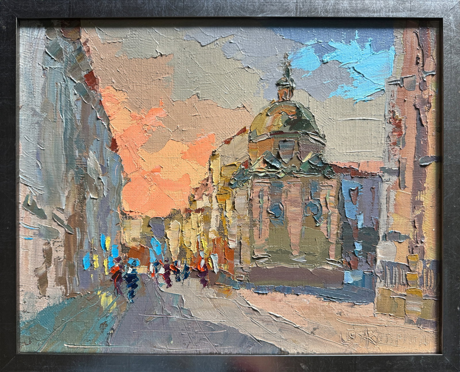 Oil painting with frame Boim chapel in Lviv K. Leonid: Title: Oil painting with frame Boim chapel in Lviv K. Leonid Description: 493KK Painter: K. Leonid S?ze: 40x50 cm/ 15.74x19.68 inches Components: oil, canvas Original painting CONDITION: exellent ERA: