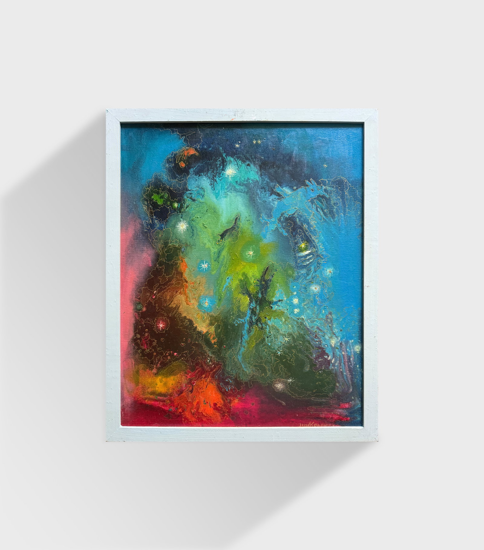 Abstract Oil painting with frame battle of dragons K. Leonid - 11