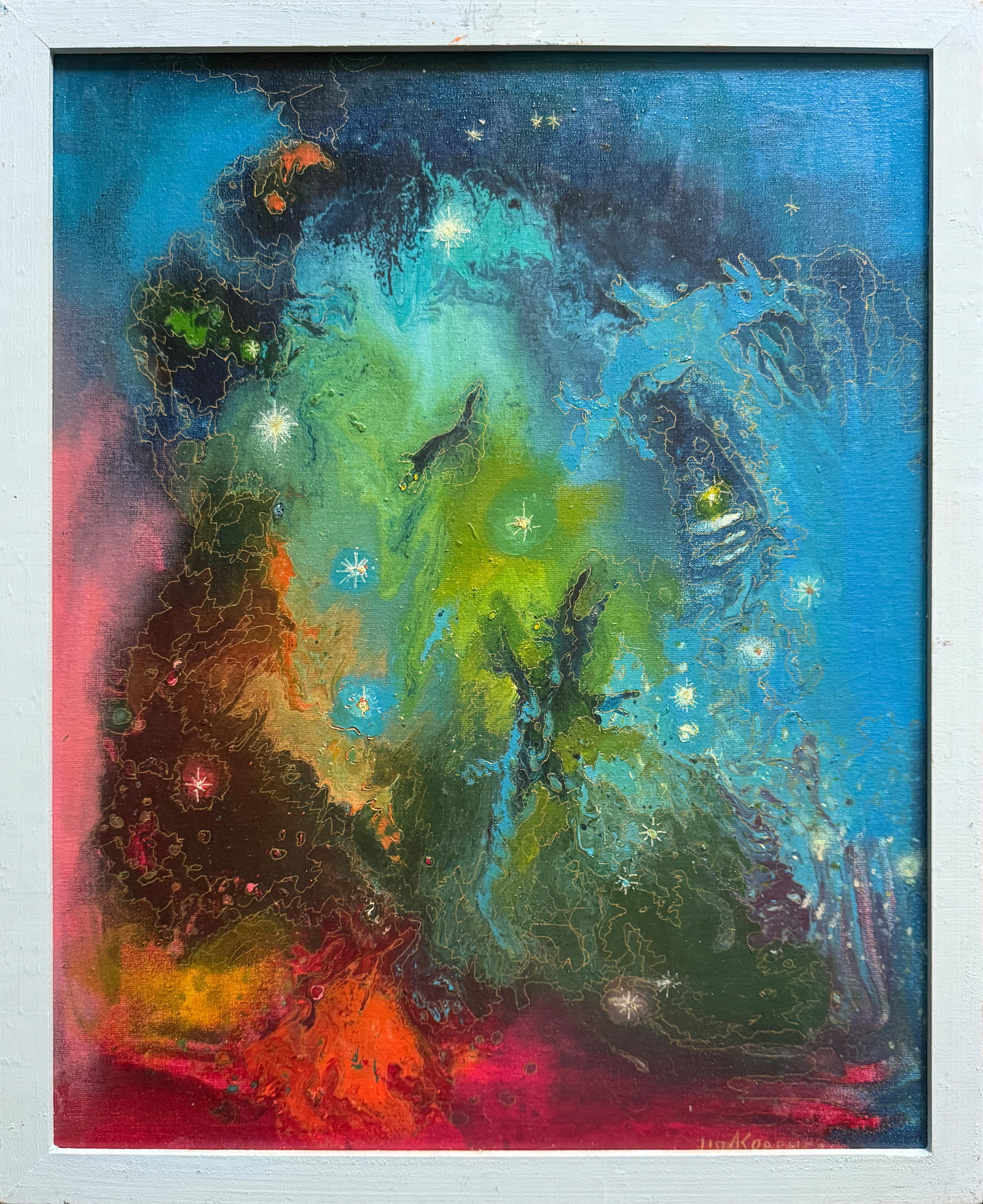 Abstract Oil painting with frame battle of dragons K. Leonid (1 of 11)