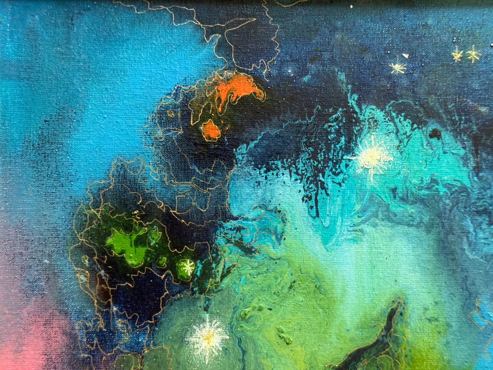 Abstract Oil painting with frame battle of dragons K. Leonid - 2