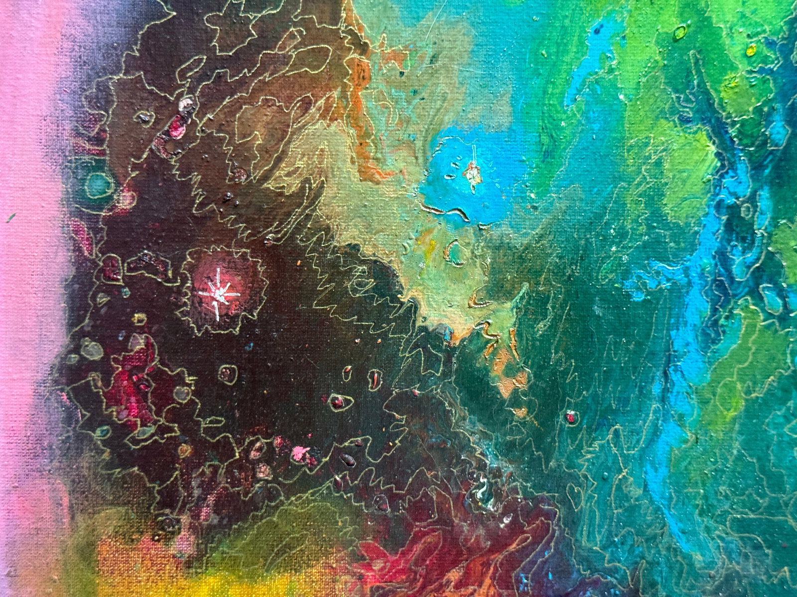 Abstract Oil painting with frame battle of dragons K. Leonid - 4