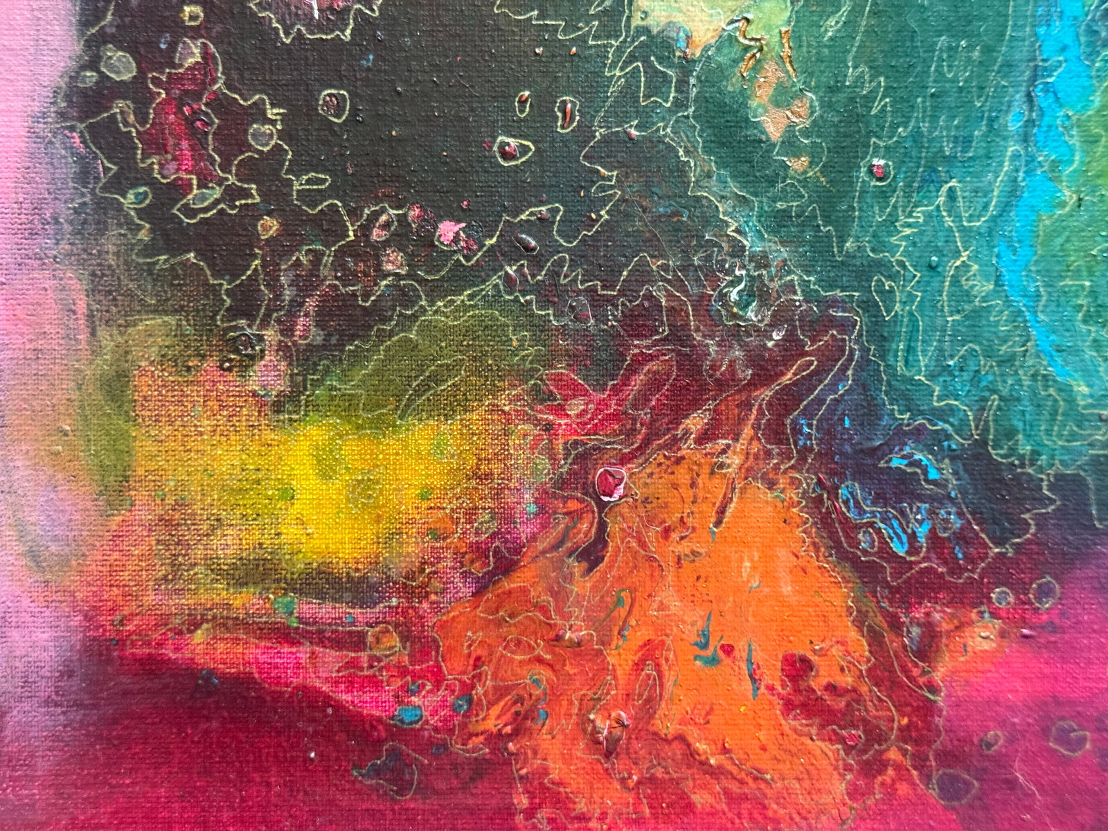 Abstract Oil painting with frame battle of dragons K. Leonid - 5