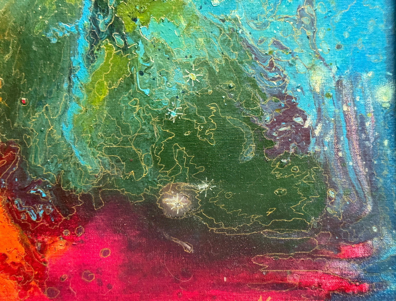 Abstract Oil painting with frame battle of dragons K. Leonid - 6