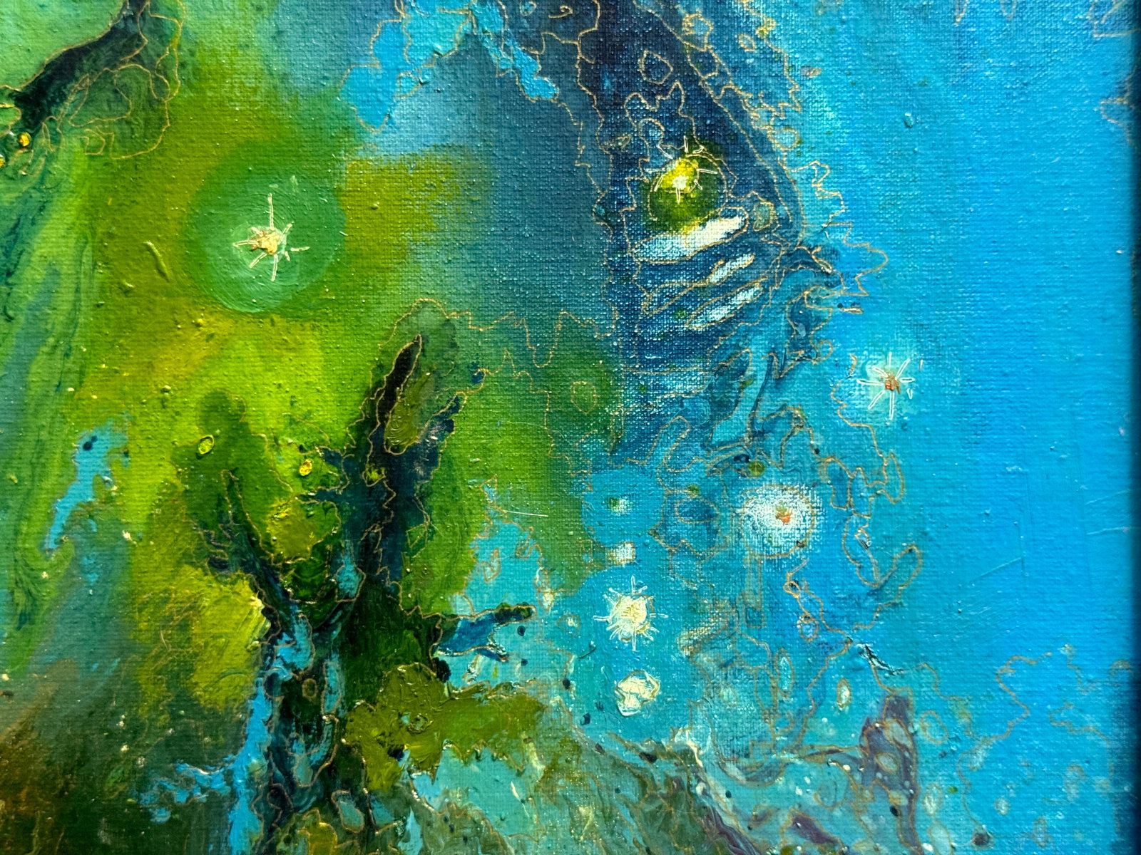Abstract Oil painting with frame battle of dragons K. Leonid - 7