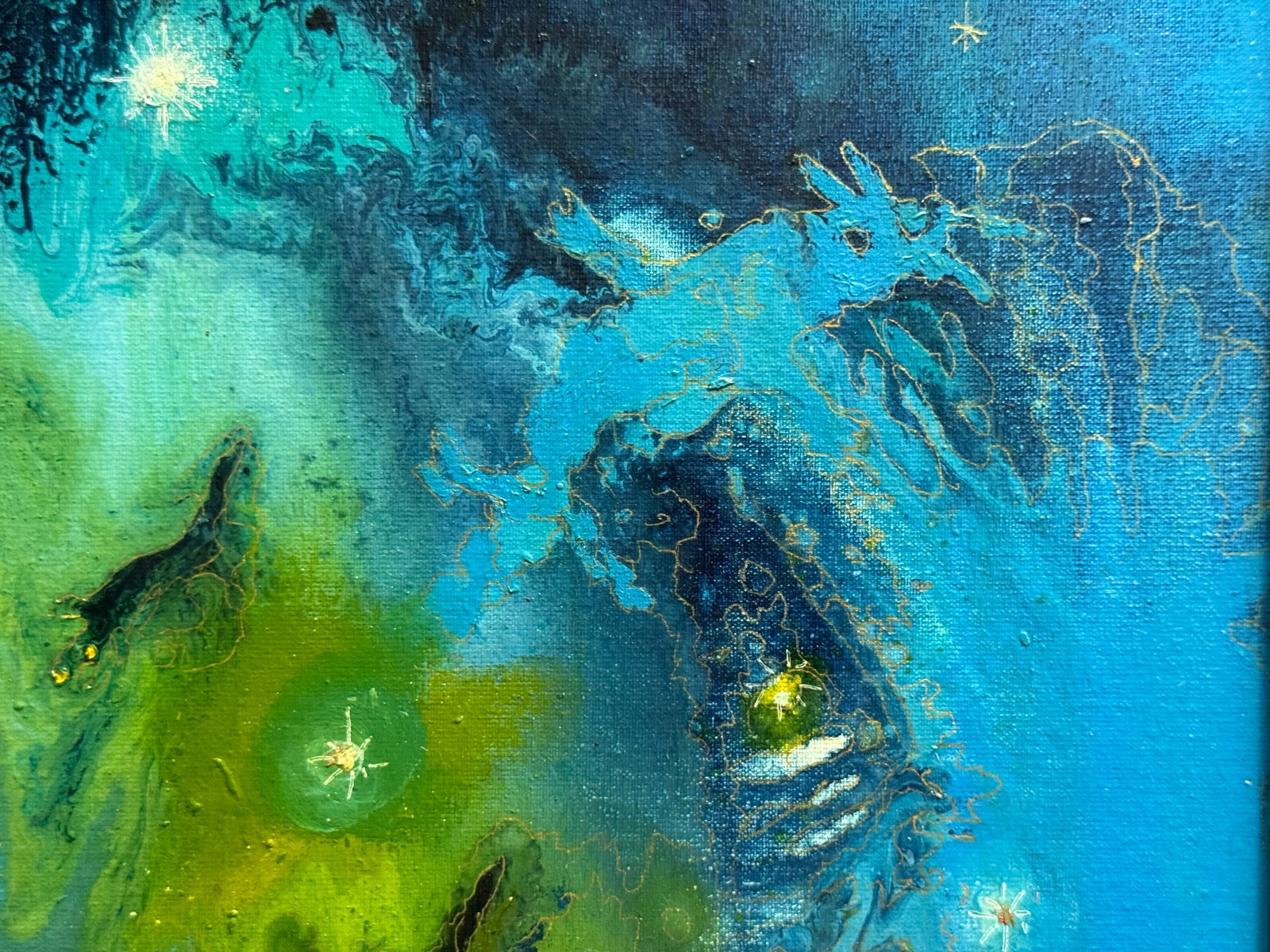 Abstract Oil painting with frame battle of dragons K. Leonid - 8