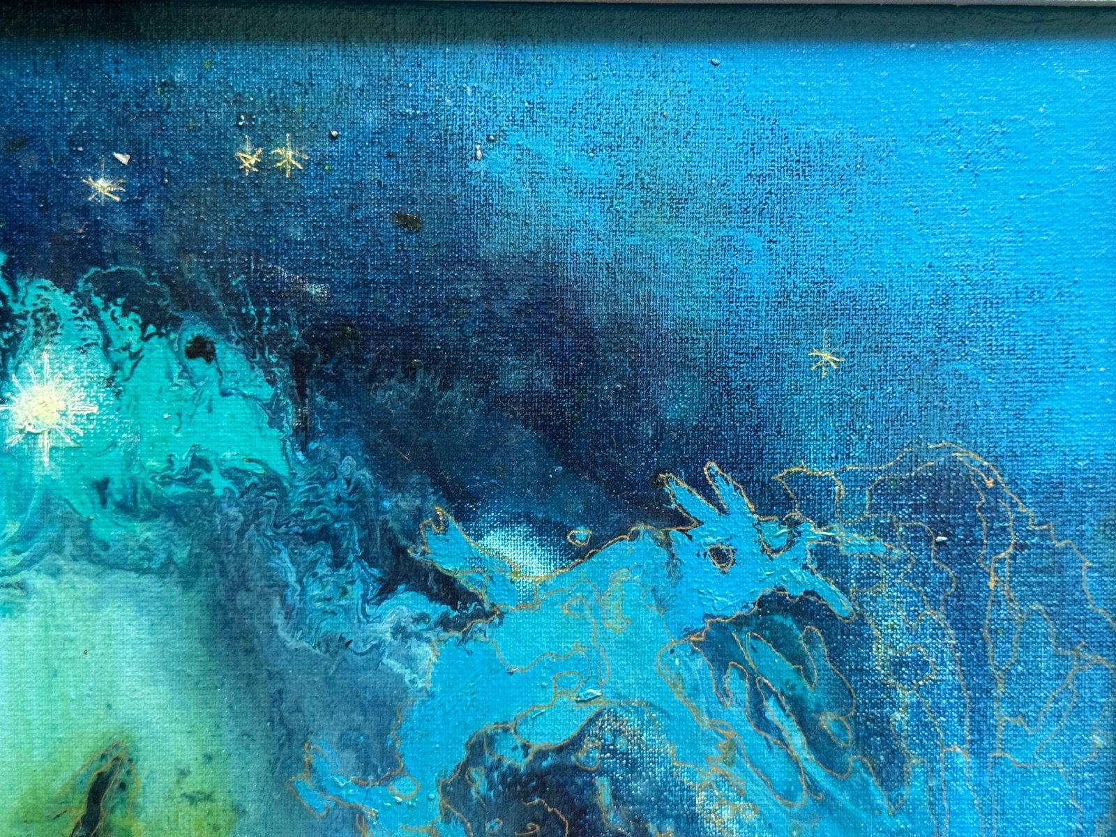 Abstract Oil painting with frame battle of dragons K. Leonid - 9