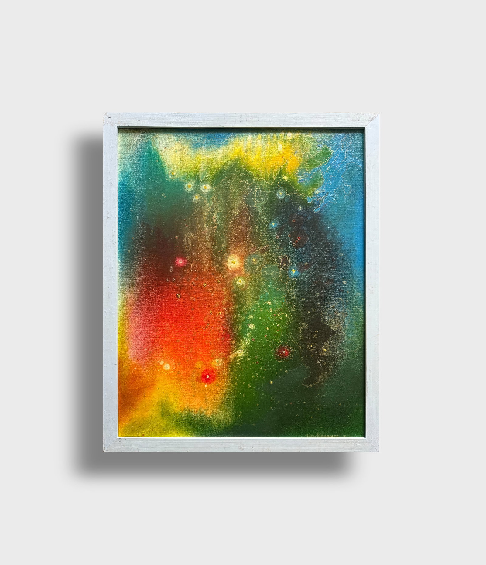 Abstract Oil painting with frame dragon battle K. Leonid - 11