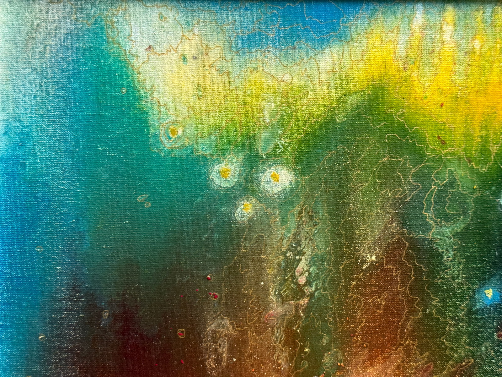 Abstract Oil painting with frame dragon battle K. Leonid - 2