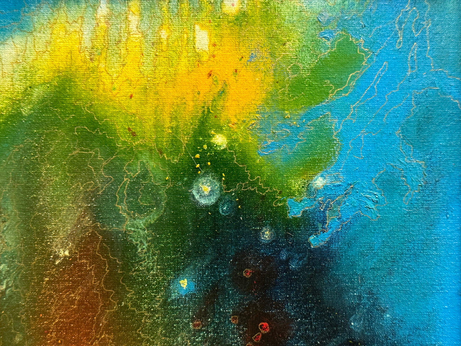 Abstract Oil painting with frame dragon battle K. Leonid - 9