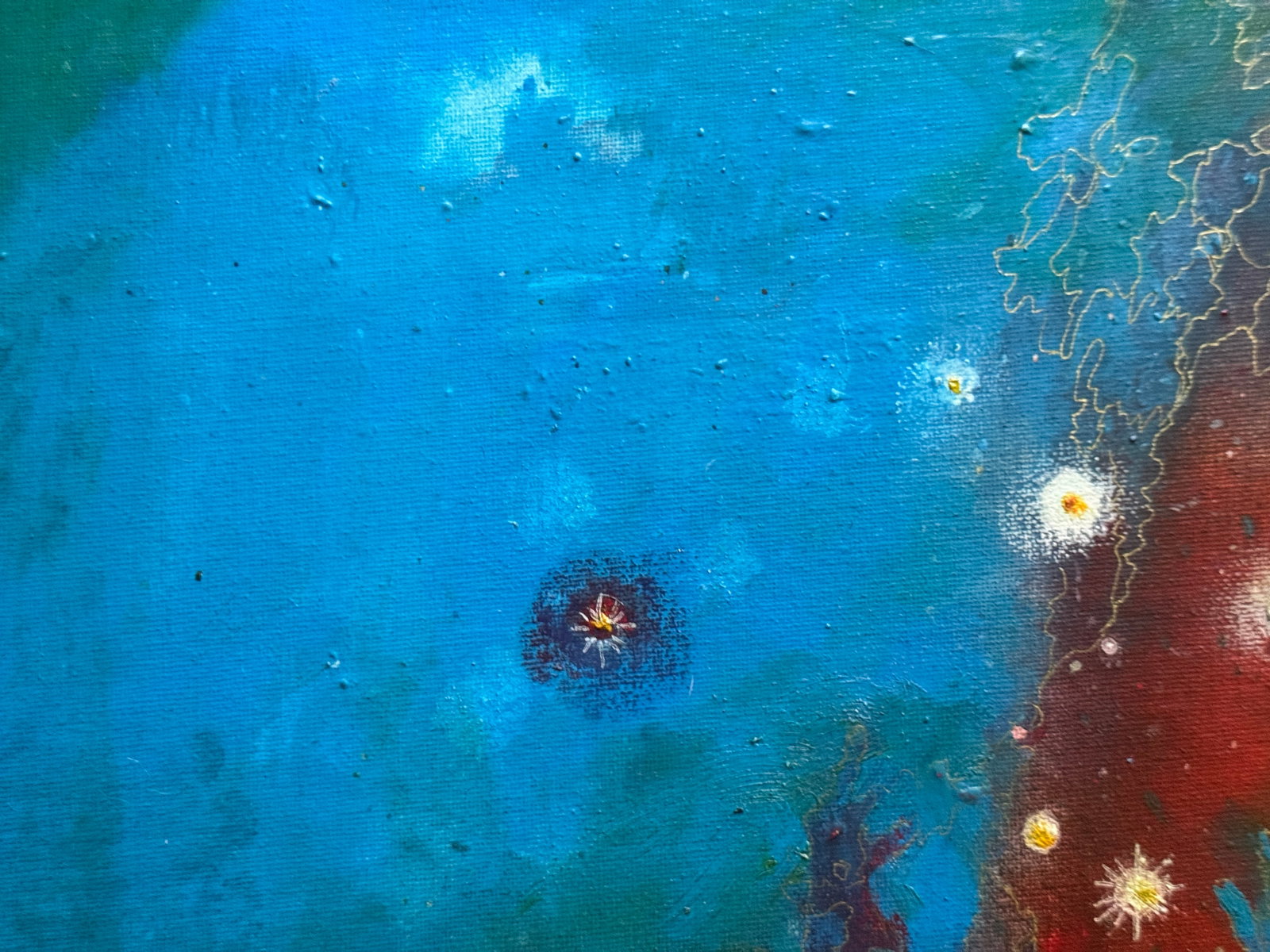 Abstract Oil painting with frame battle of dragons K. Leonid - 2