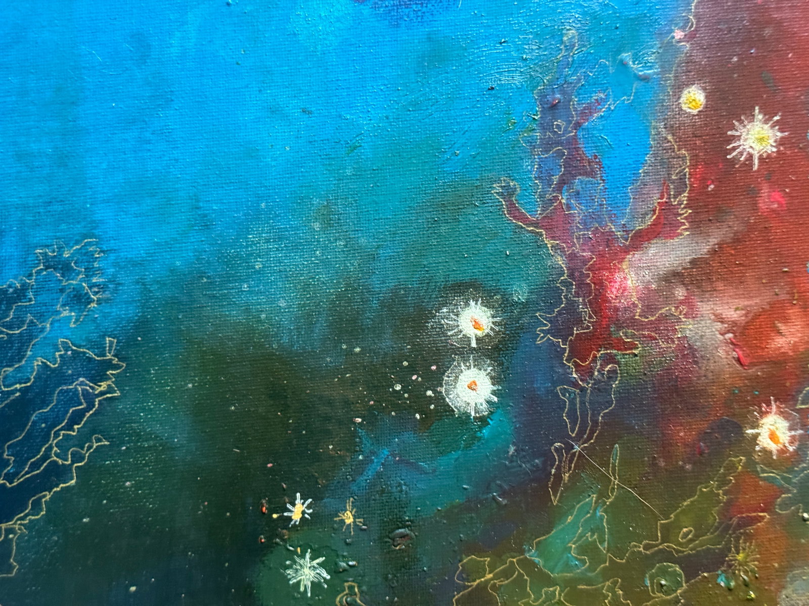 Abstract Oil painting with frame battle of dragons K. Leonid - 3