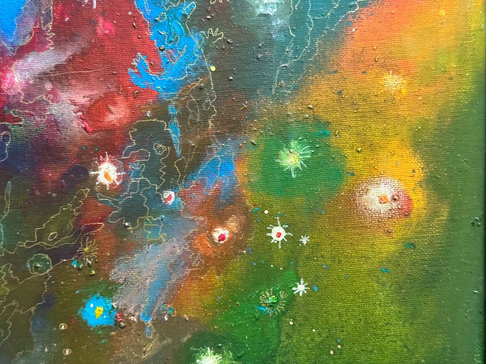 Abstract Oil painting with frame battle of dragons K. Leonid - 7