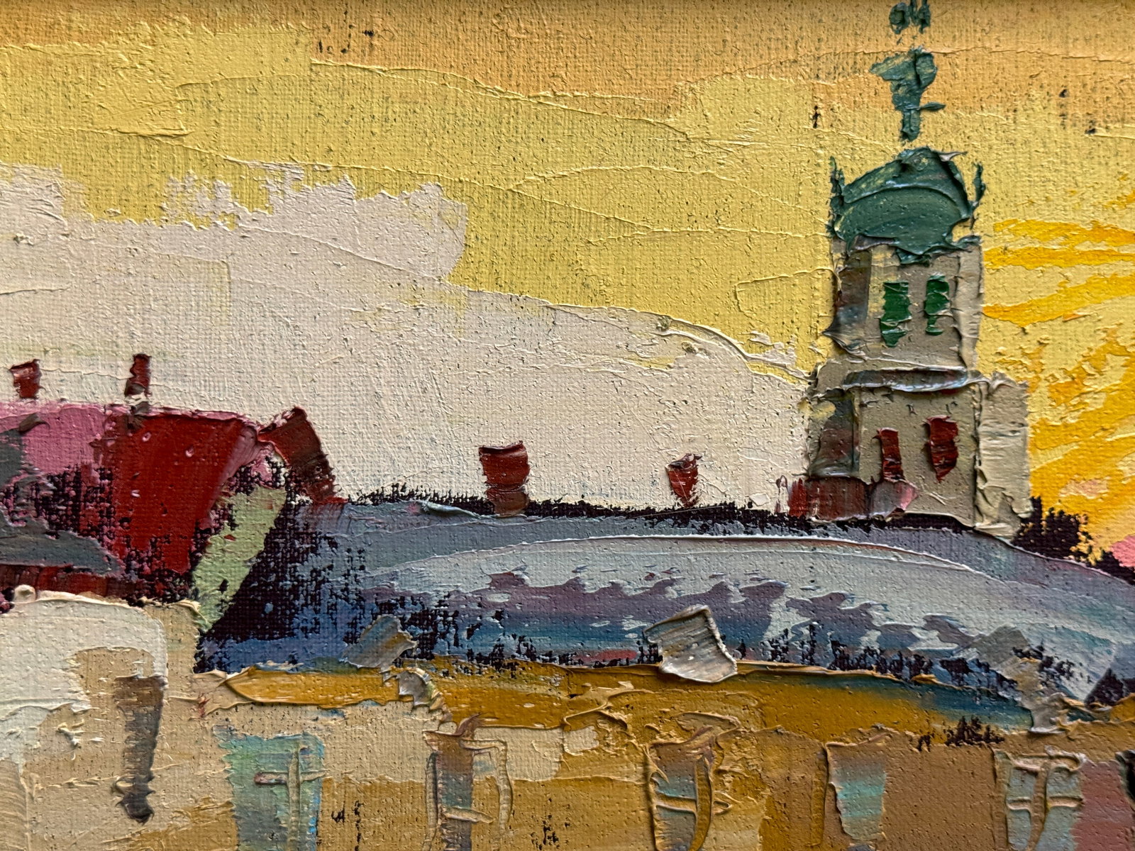 Oil painting with farme Lviv Market area K. Leonid - 2