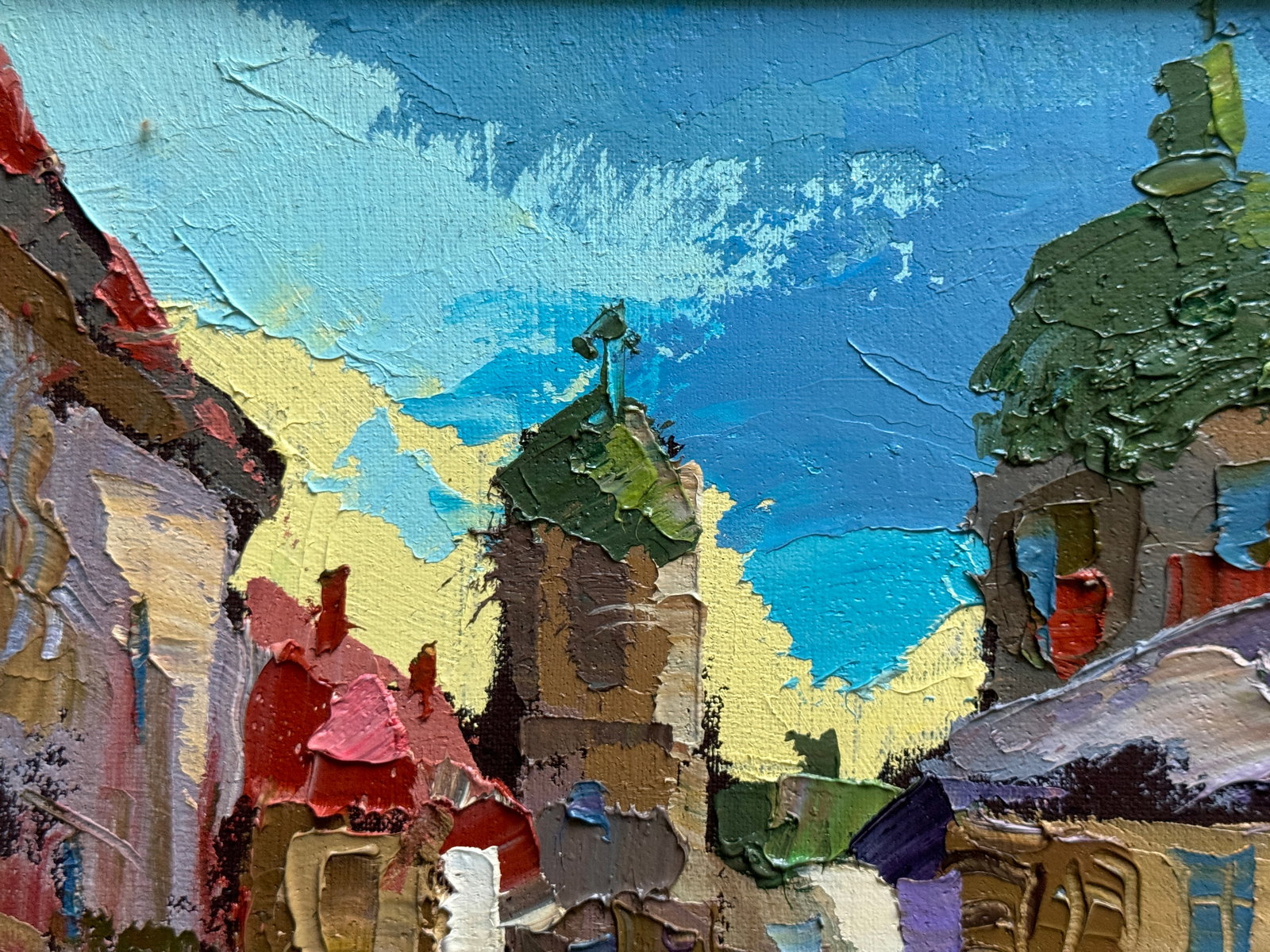 Oil painting with farme Lviv Market Square K. Leonid - 2