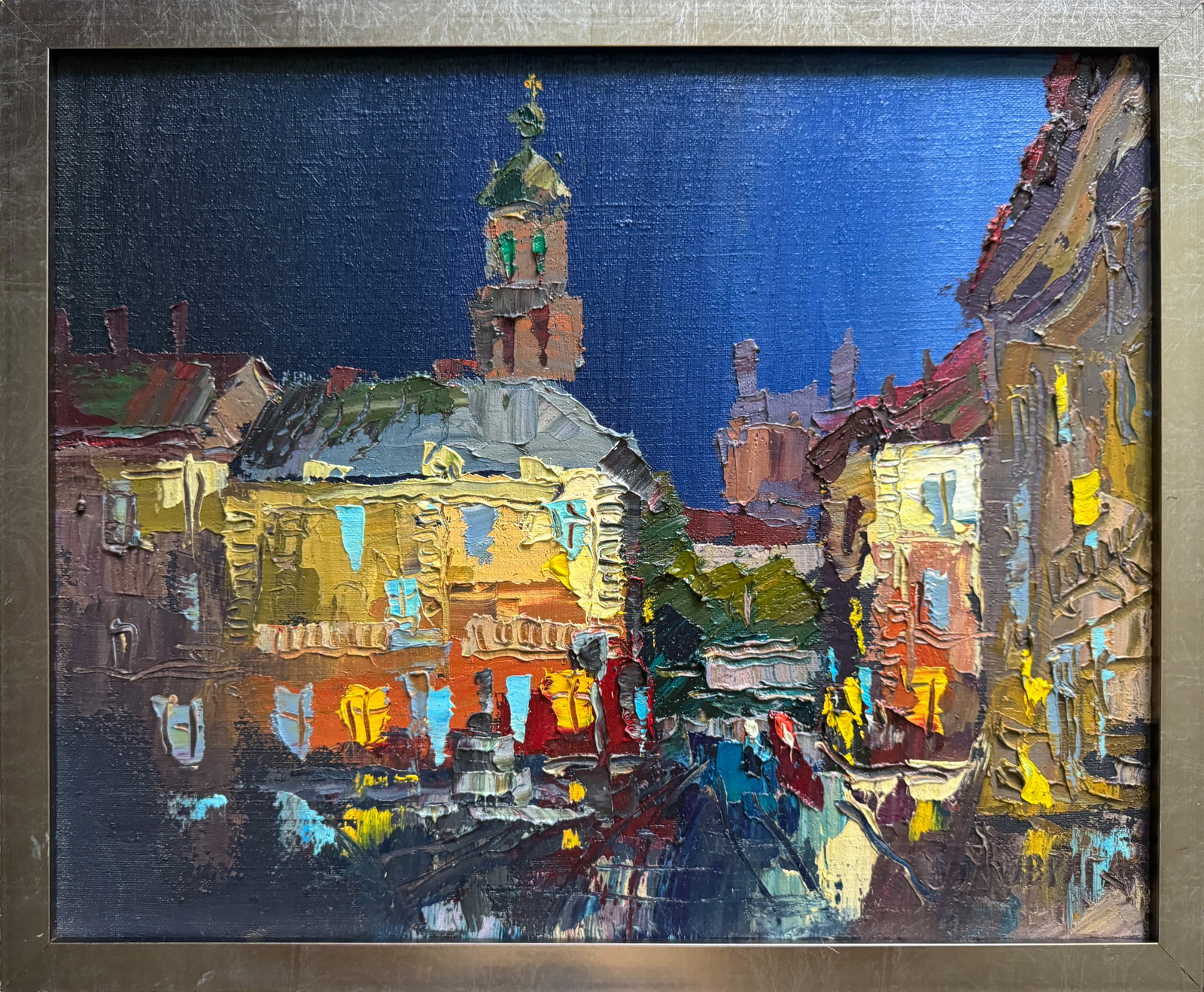 Oil painting with farme night Lviv K. Leonid: Title: Oil painting with farme night Lviv K. Leonid Description: 524KK Painter: K. Leonid S?ze: 40x50 cm/ 15.74x19.68 inches Components: oil, canvas Original painting CONDITION: exellent ERA:2022 ARTI