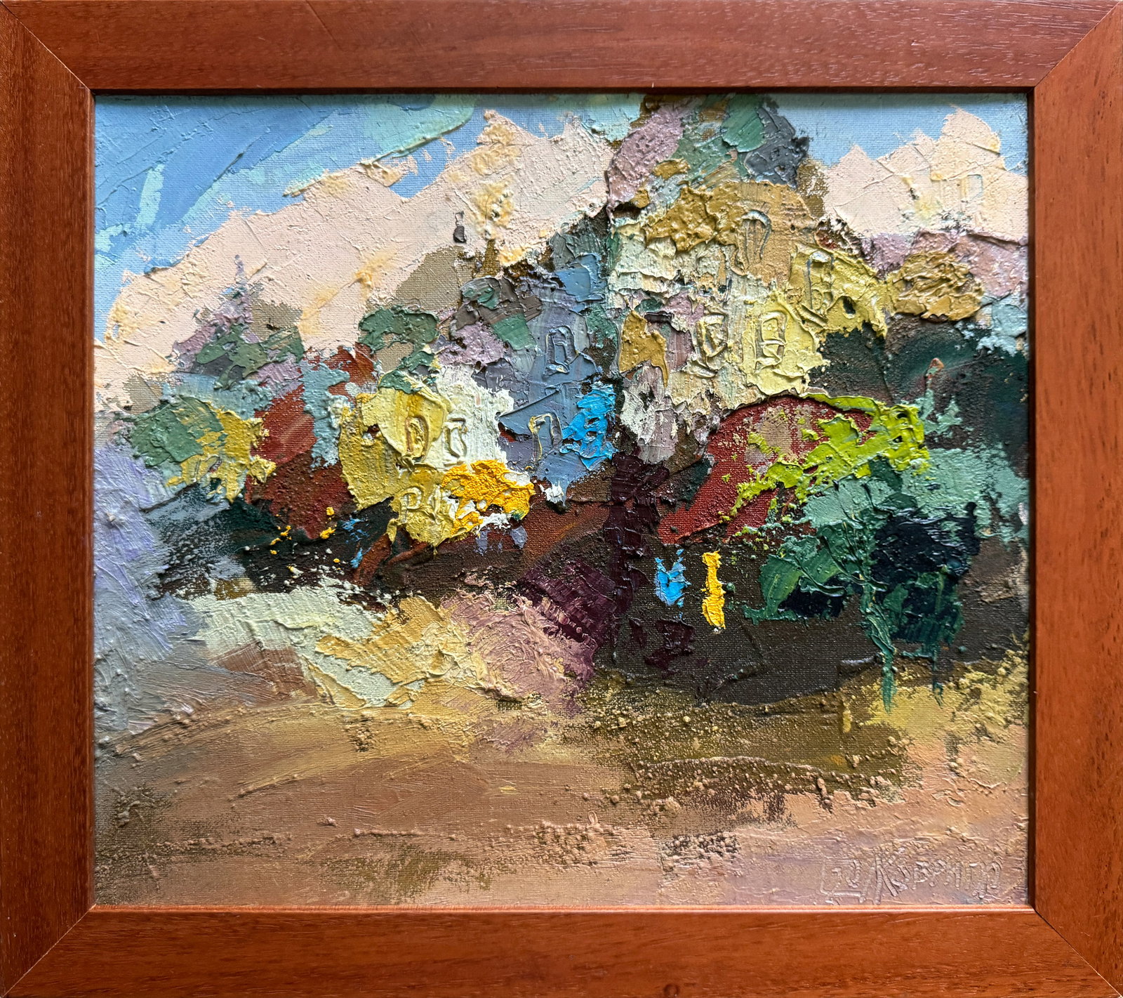 Abstract Oil painting with frame City K. Leonid: Title: Abstract Oil painting with frame City K. Leonid Description: 529KK Painter: K. Leonid S?ze: 35x40 cm/ 13.77x15.74 inches Components: oil, canvas, cardboard Original painting CONDITION: exellent