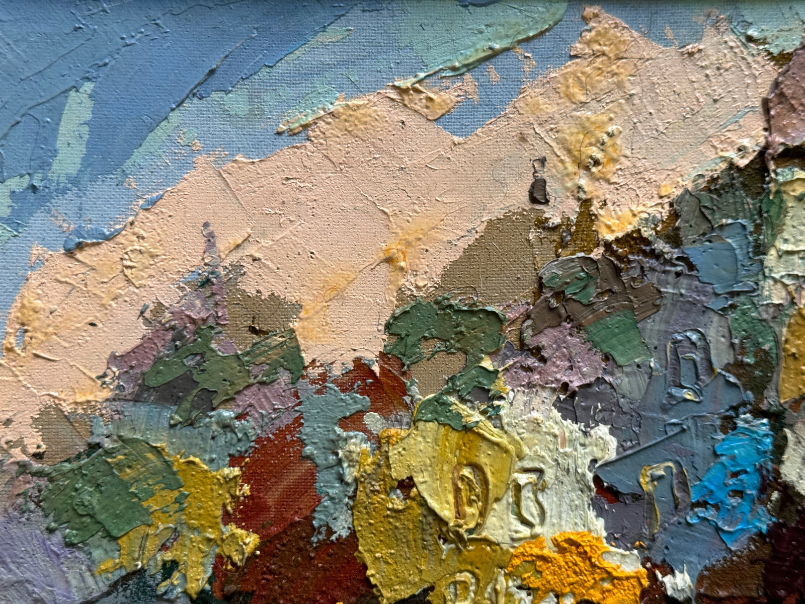 Abstract Oil painting with frame City K. Leonid - 2