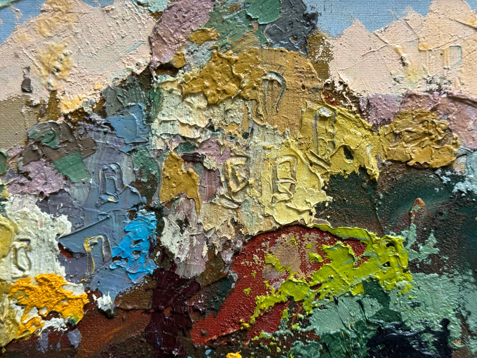 Abstract Oil painting with frame City K. Leonid - 3