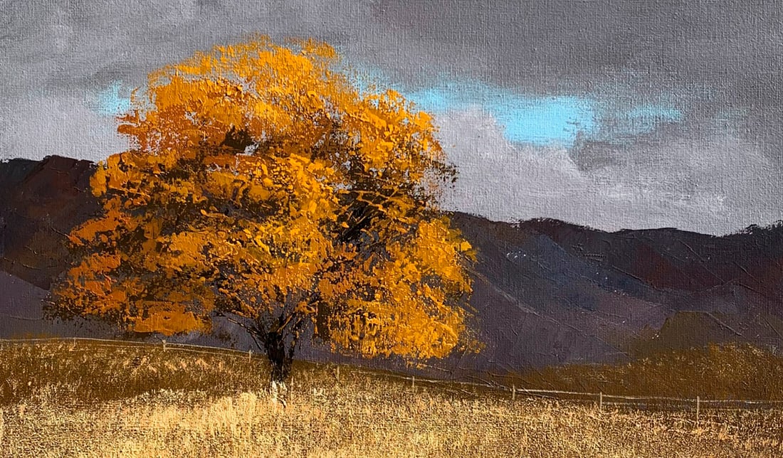 Oil painting Autumn tree Ukrainian painter - 9