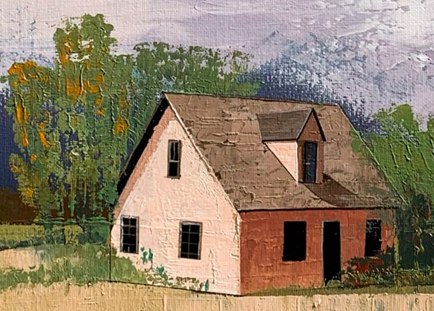 Oil painting House on the field Ukrainian painter - 10