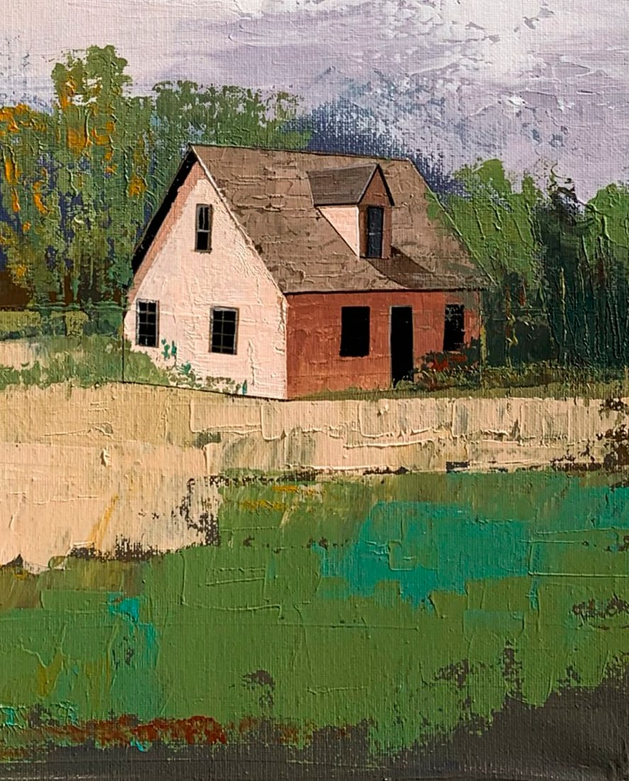 Oil painting House on the field Ukrainian painter - 3