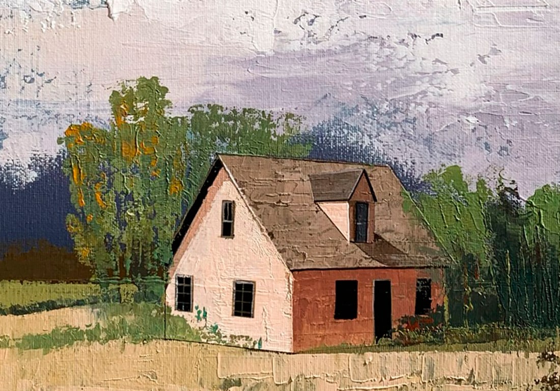Oil painting House on the field Ukrainian painter - 7