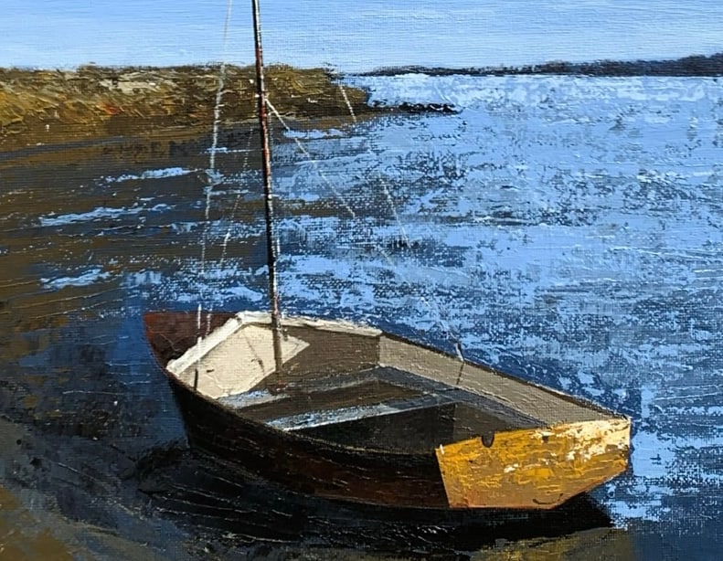 Oil painting Boat on the beach Ukrainian painter - 11