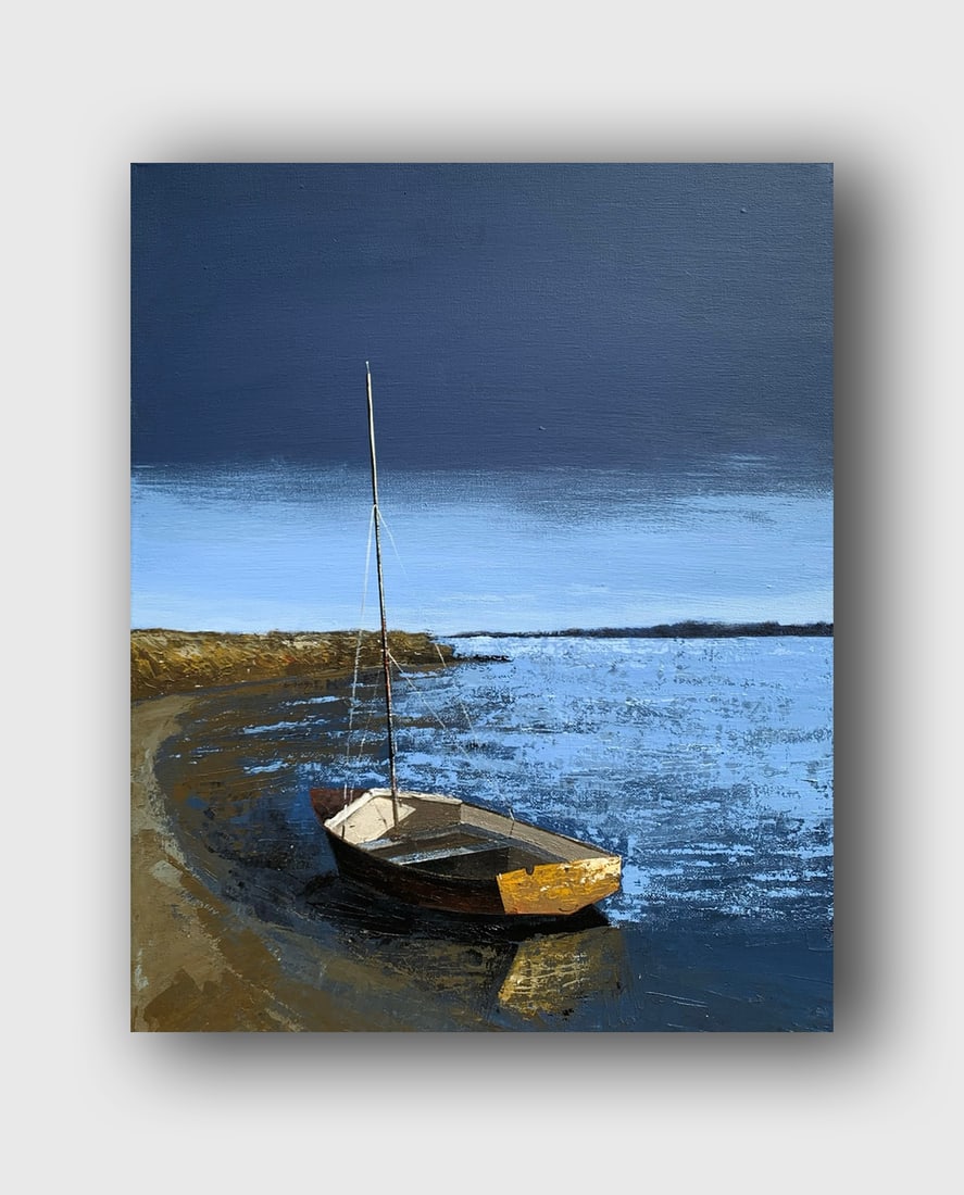 Oil painting Boat on the beach Ukrainian painter - 12