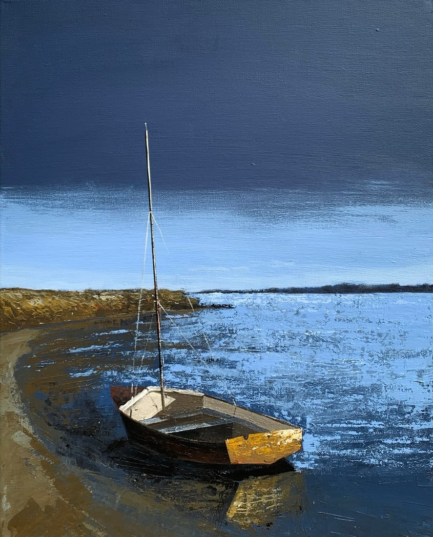Oil painting Boat on the beach Ukrainian painter: Title: Oil painting Boat on the beach Ukrainian painter Description: 09Sh Painter: Ilona Sh. S?ze: 60x50 cm/ 23.6x19.7 inches Components: acrylic, canvas Original painting CONDITION: exellent ERA: 202