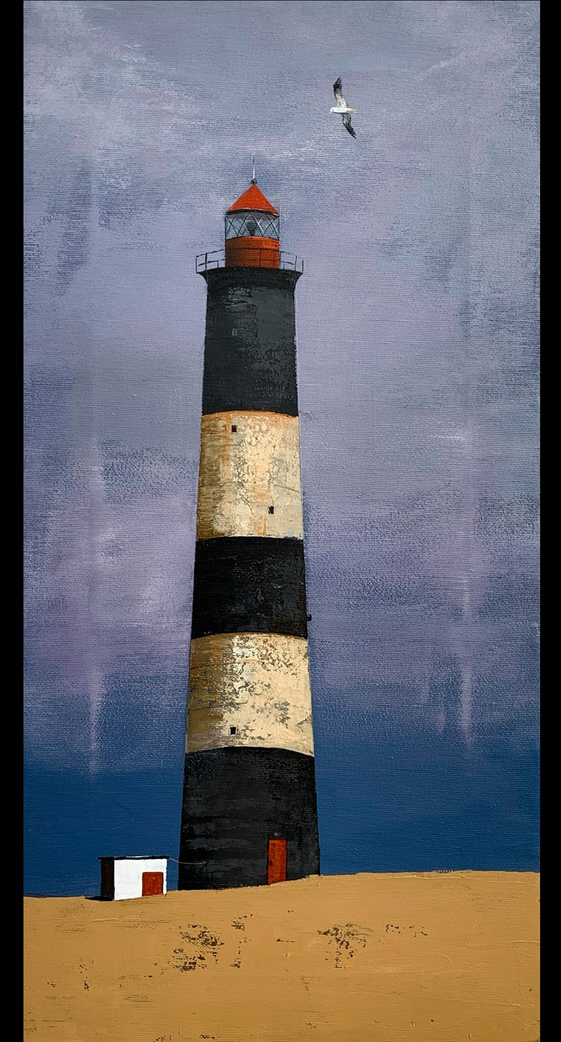 Oil painting Lighthouse Ukrainian painter: Title: Oil painting Lighthouse Ukrainian painter Description: 11Sh Painter: Ilona Sh. S?ze: 60x30 cm/ 23.6x11.8 inches Components: acrylic, canvas Original painting CONDITION: exellent ERA: 2025 ARTIS