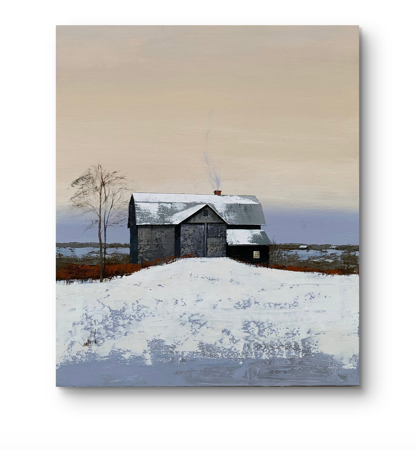 Oil painting Snowy roof Ukrainian painter (1 of 1)