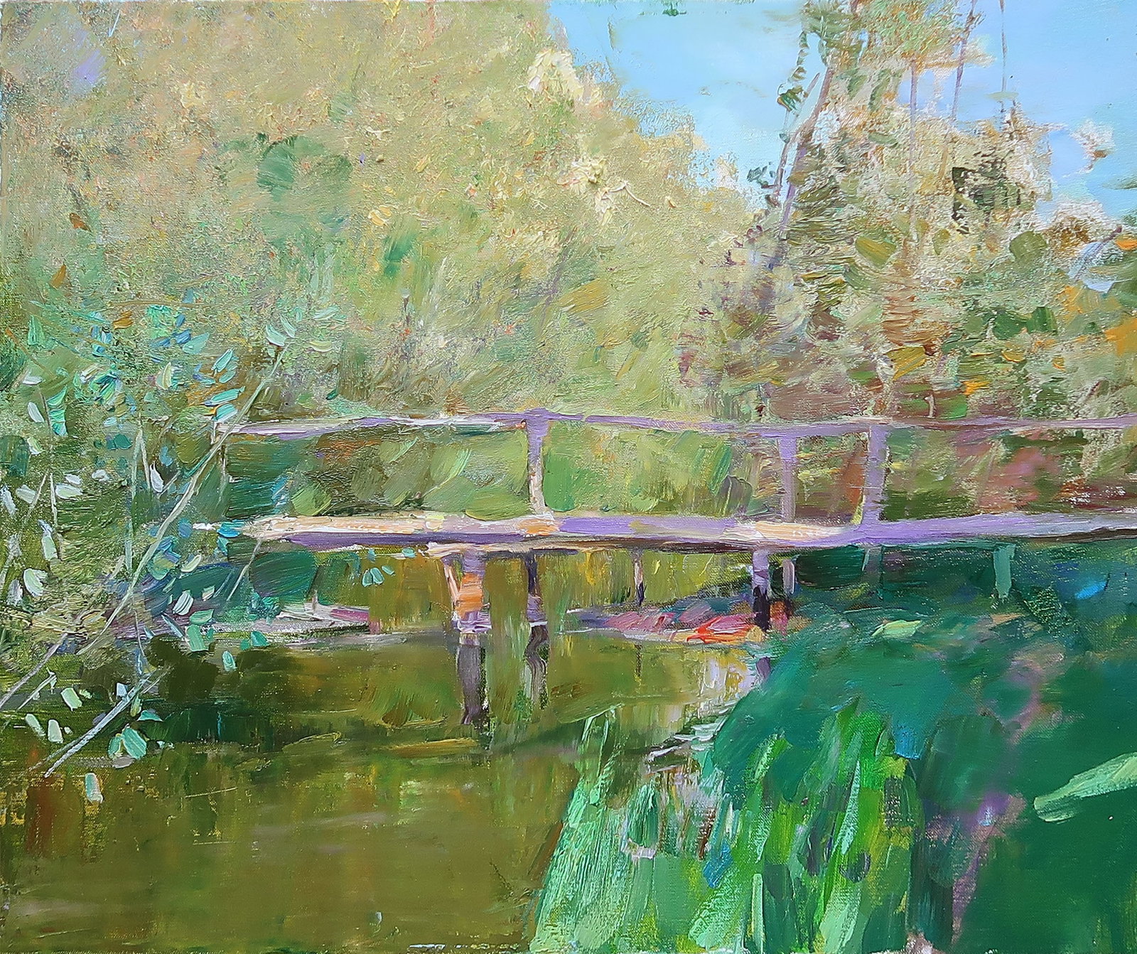 Oil painting Bridge Serg Kovalenko: Title: Oil painting Bridge Serg Kovalenko Description: 146SK Painter: Serg Kovalenko S?ze: 50x60 cm/19.7x23.6 inches Components: oil, canvas Original painting CONDITION: exellent ERA: modern Graduated