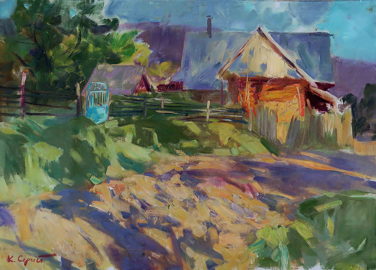 Oil painting Evening Serg Kovalenko: Title: Oil painting Evening Serg Kovalenko Description: 153SK Painter: Serg Kovalenko S?ze: 50x70 cm/19.7x27.5 inches Components: oil, canvas Original painting CONDITION: exellent ERA: modern Graduate