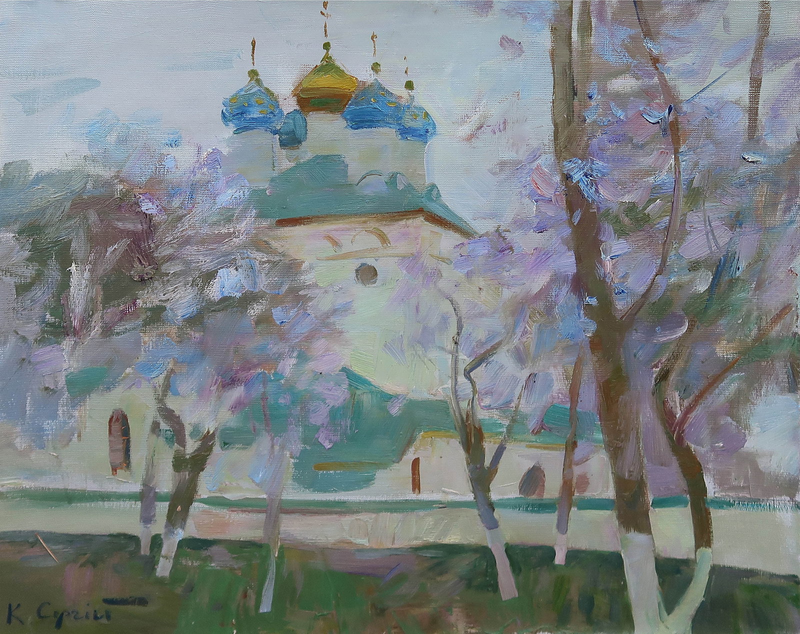 Oil painting Temple Serg Kovalenko: Title: Oil painting Temple Serg Kovalenko Description: 165SK Painter: Serg Kovalenko S?ze: 50x60 cm/19.7x23.6 inches Components: oil, canvas Original painting CONDITION: exellent ERA: modern