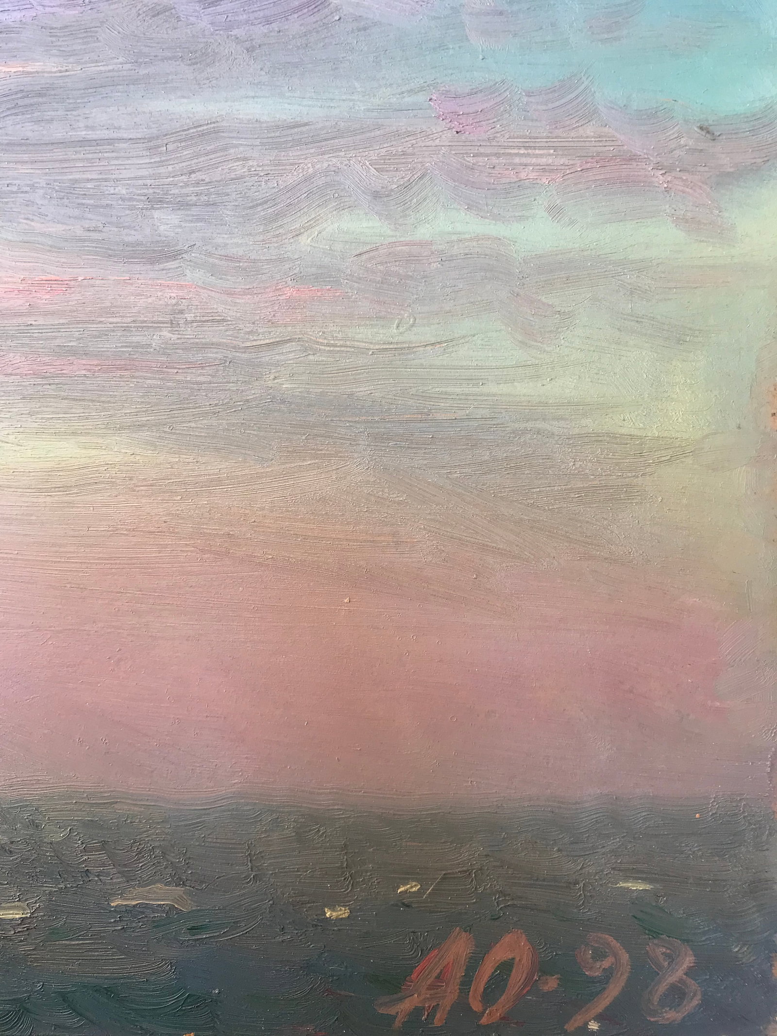 Abstract Oil painting Pink evening at sea Onyshchenko - 10