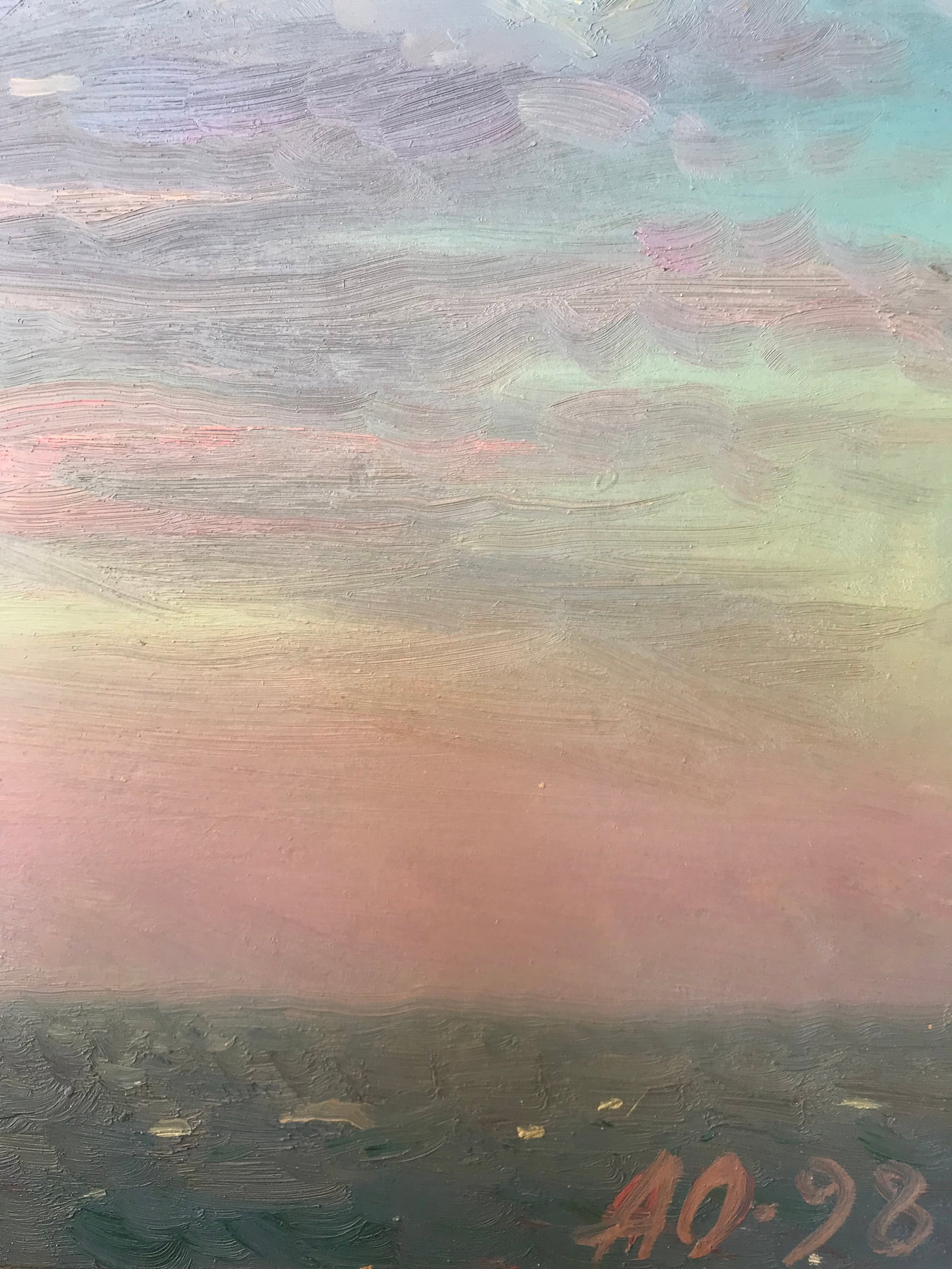 Abstract Oil painting Pink evening at sea Onyshchenko - 9