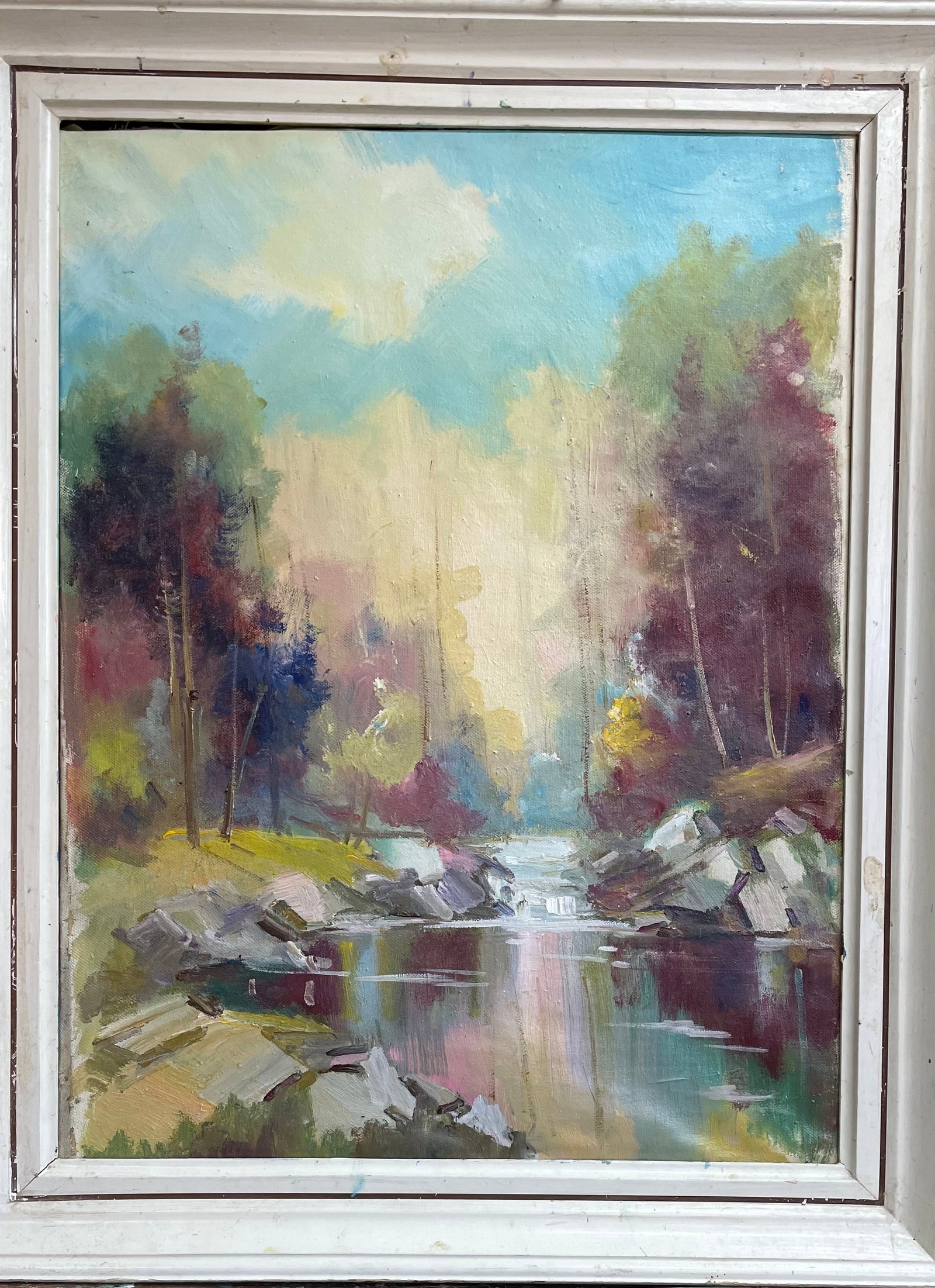 Oil painting River Ivan Romanyuk: Title: Oil painting River Ivan Romanyuk Description: 03ROM Painter: Ivan Romanyuk S?ze: 70x50 cm/27,5x19,6 inches Components: oil, canvas Original painting CONDITION: exellent ARTIST: A native of Ivan