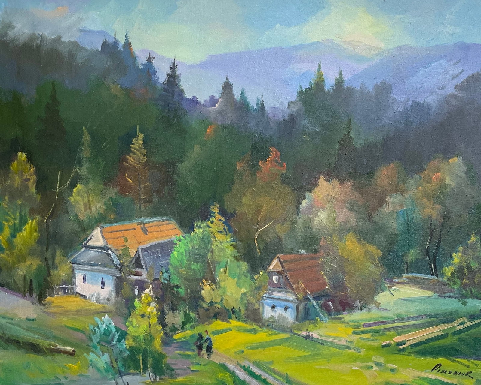 Oil painting Mountain rural Ivan Romanyuk: Title: Oil painting Mountain rural Ivan Romanyuk Description: 49ROM Painter: Ivan Romanyuk S?ze: 80x65 cm/31,4x25,5 inches Components: oil, canvas Original painting CONDITION: exellent ARTIST: A nativ