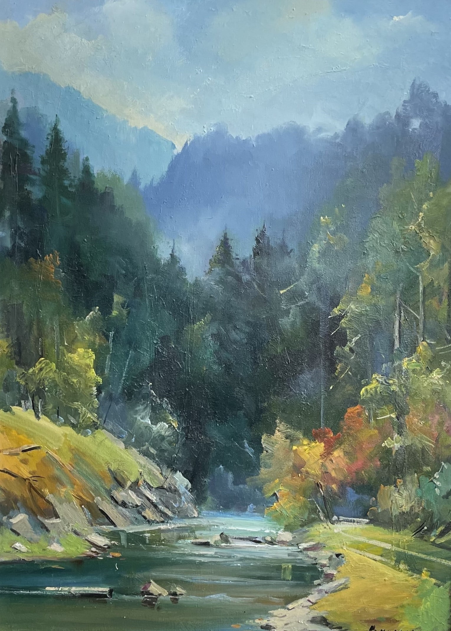 Oil painting Foggy day Ivan Romanyuk: Title: Oil painting Foggy day Ivan Romanyuk Description: 50ROM Painter: Ivan Romanyuk S?ze: 70x55 cm/27,5x21,6 inches Components: oil, canvas Original painting CONDITION: exellent ARTIST: A native of 