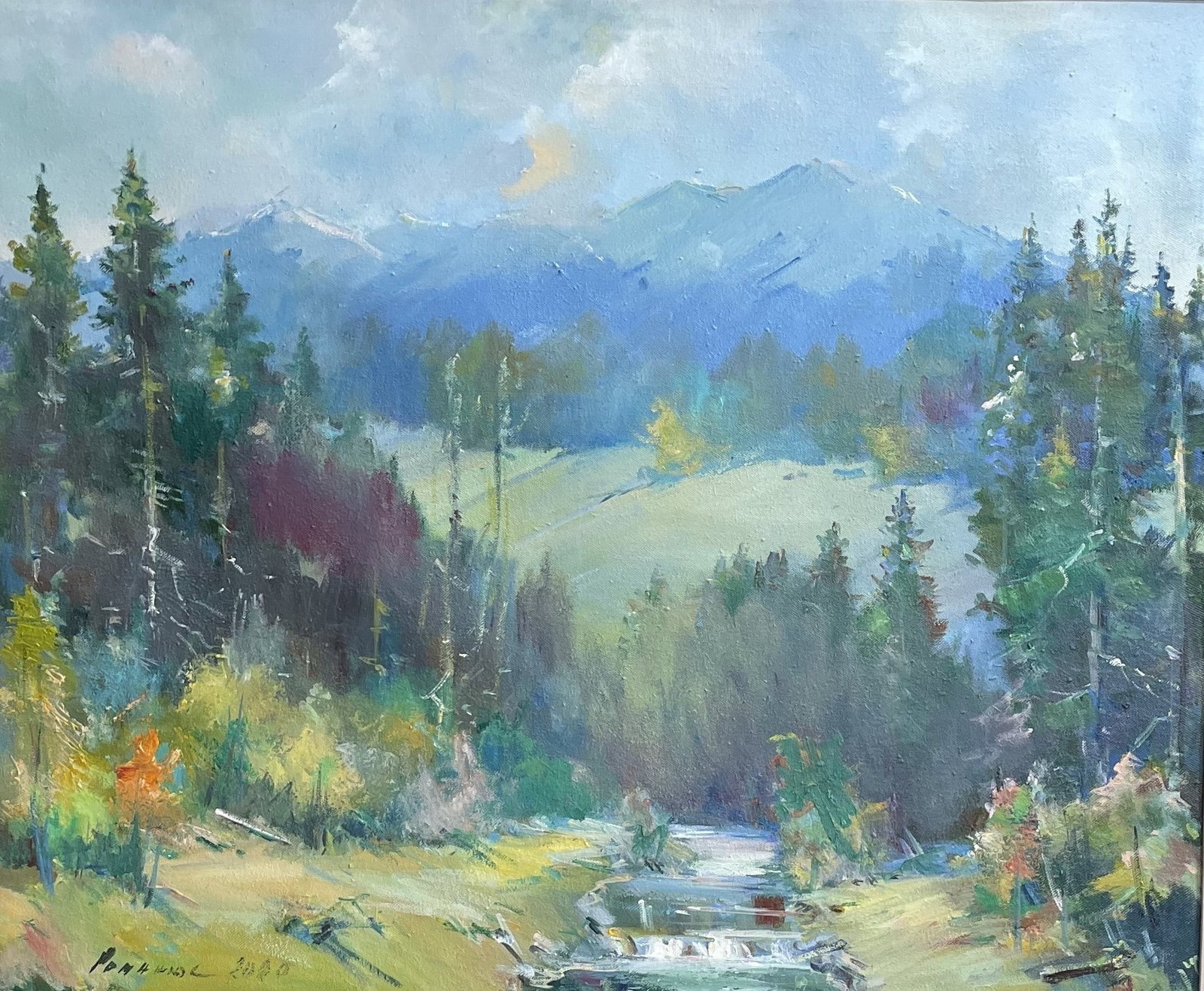 Oil painting Hills Ivan Romanyuk: Title: Oil painting Hills Ivan Romanyuk Description: 51ROM Painter: Ivan Romanyuk S?ze: 80x65 cm/31,4x25,5 inches Components: oil, canvas Original painting CONDITION: exellent ARTIST: A native of Ivan